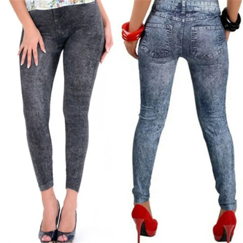 High Waist Blue Jeans Women Leggings
