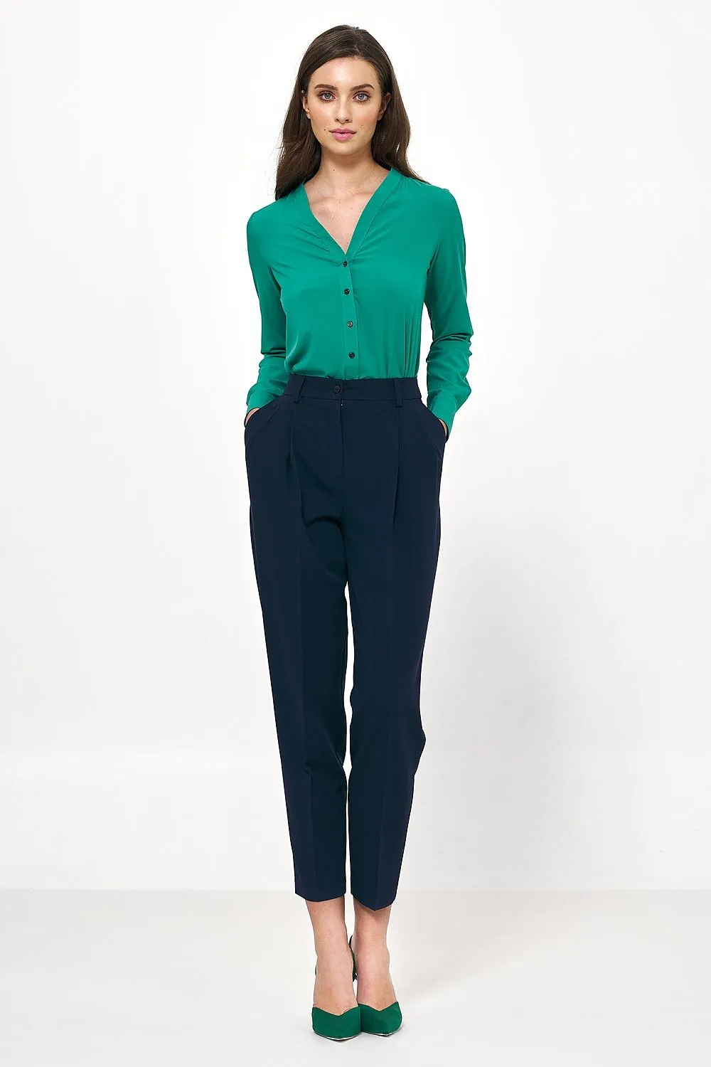 High-Waisted Balloon Trousers with Pockets