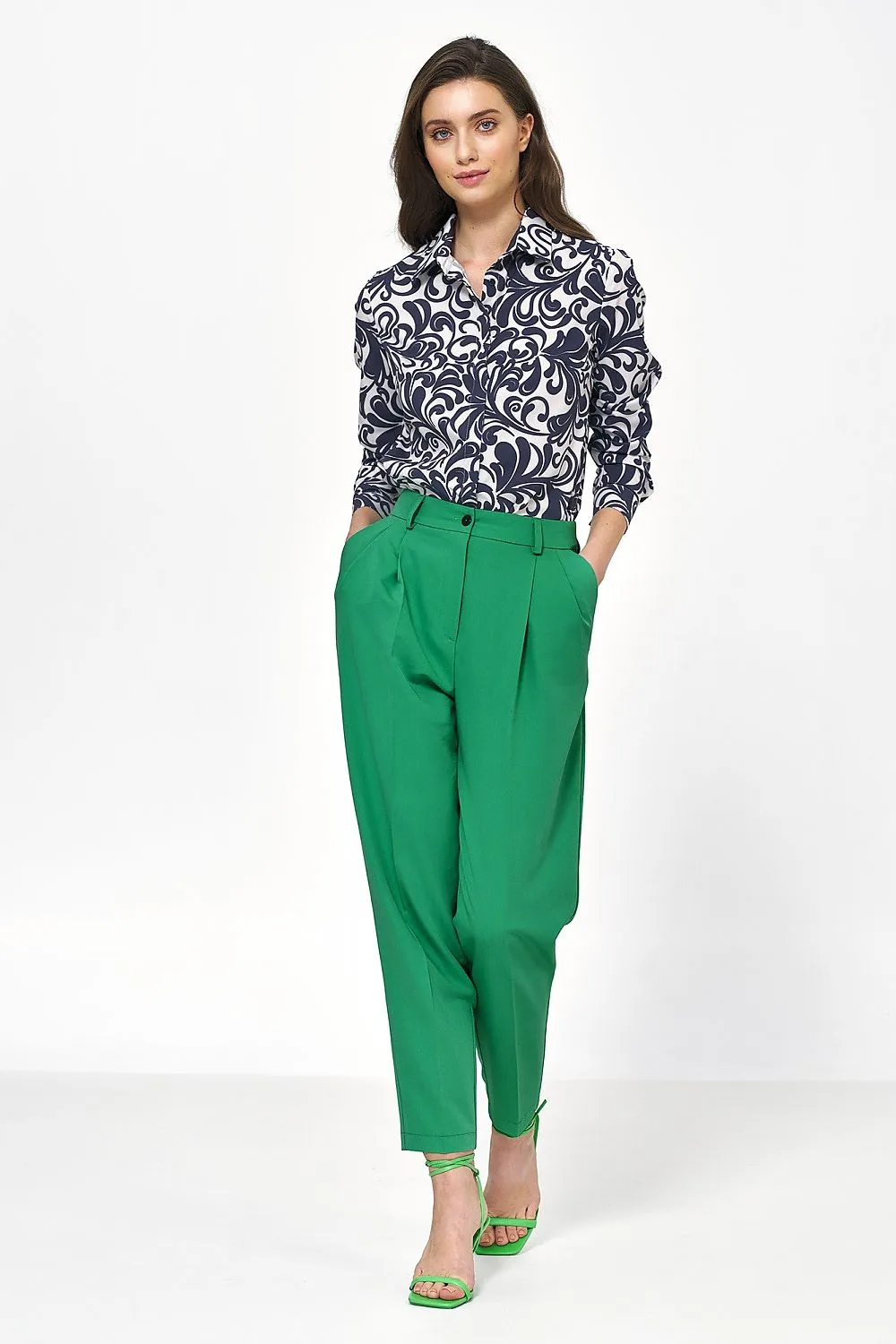 High-Waisted Balloon Trousers with Pockets