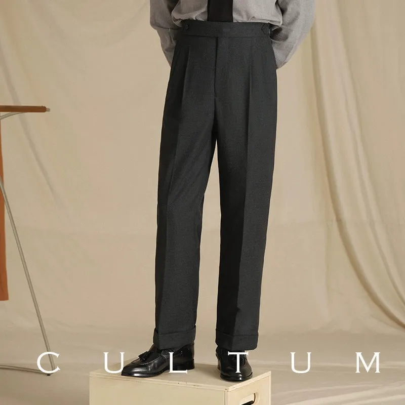 High-Waisted Pleated Trousers