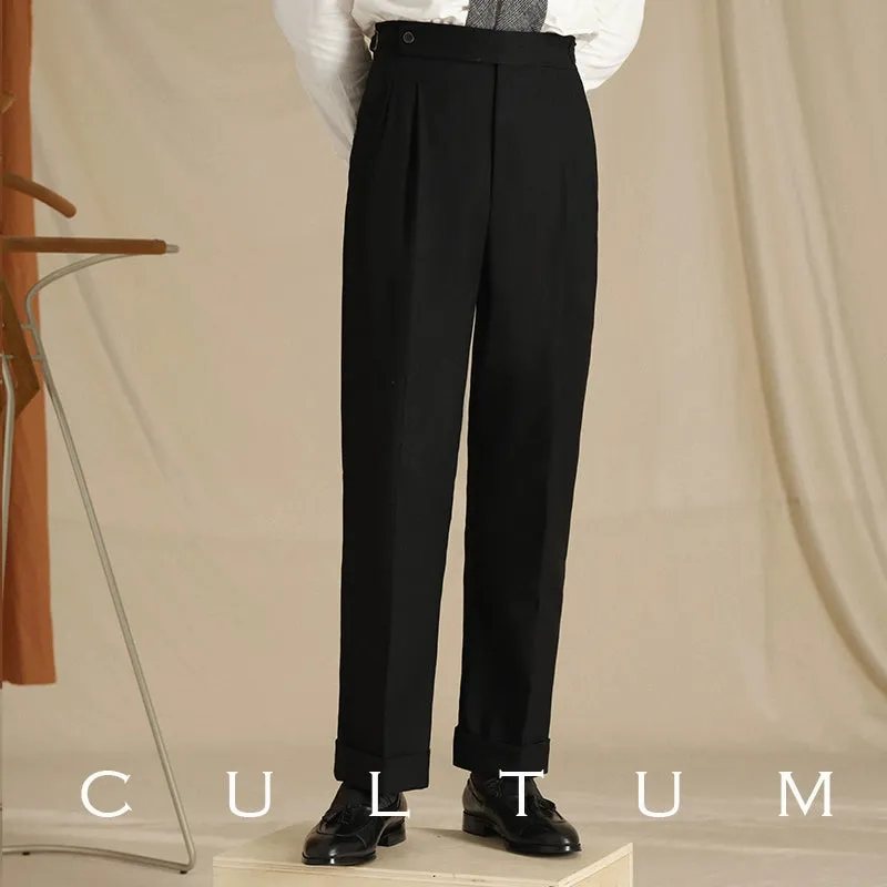 High-Waisted Pleated Trousers