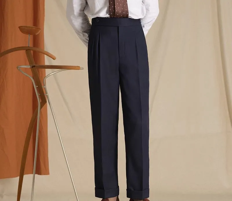 High-Waisted Pleated Trousers