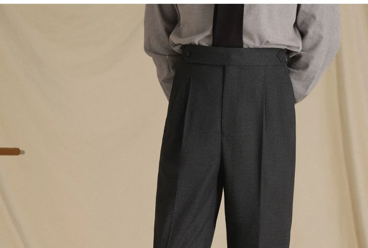 High-Waisted Pleated Trousers