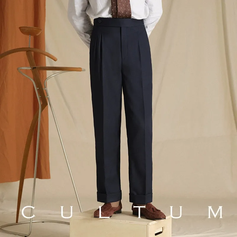High-Waisted Pleated Trousers
