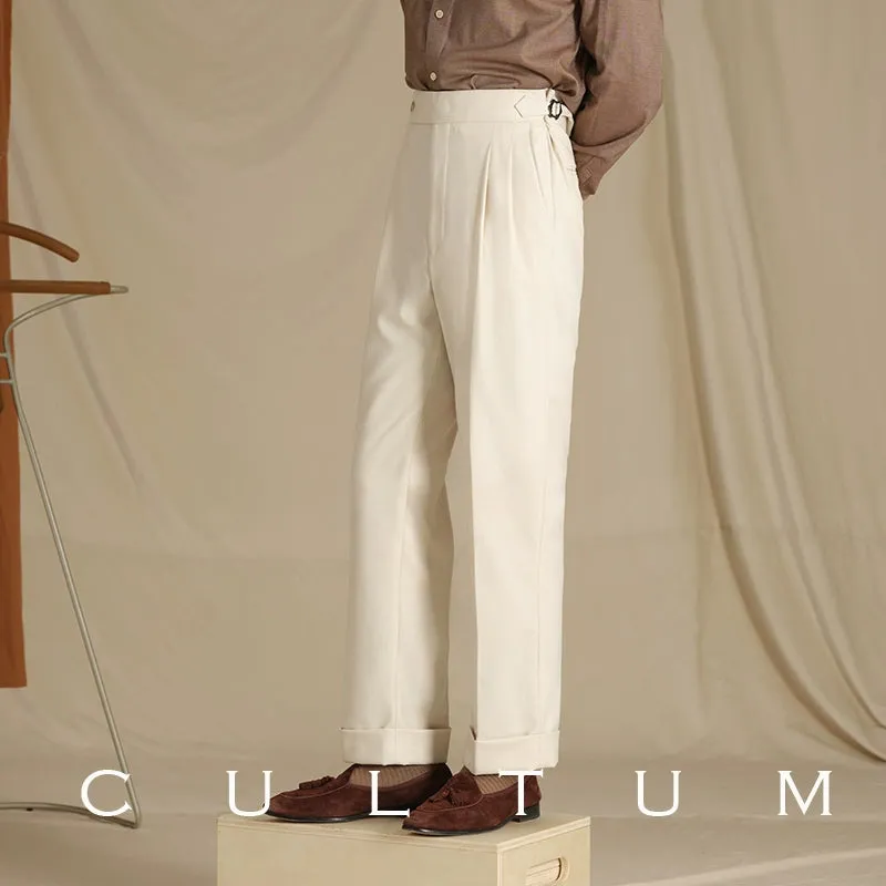 High-Waisted Pleated Trousers