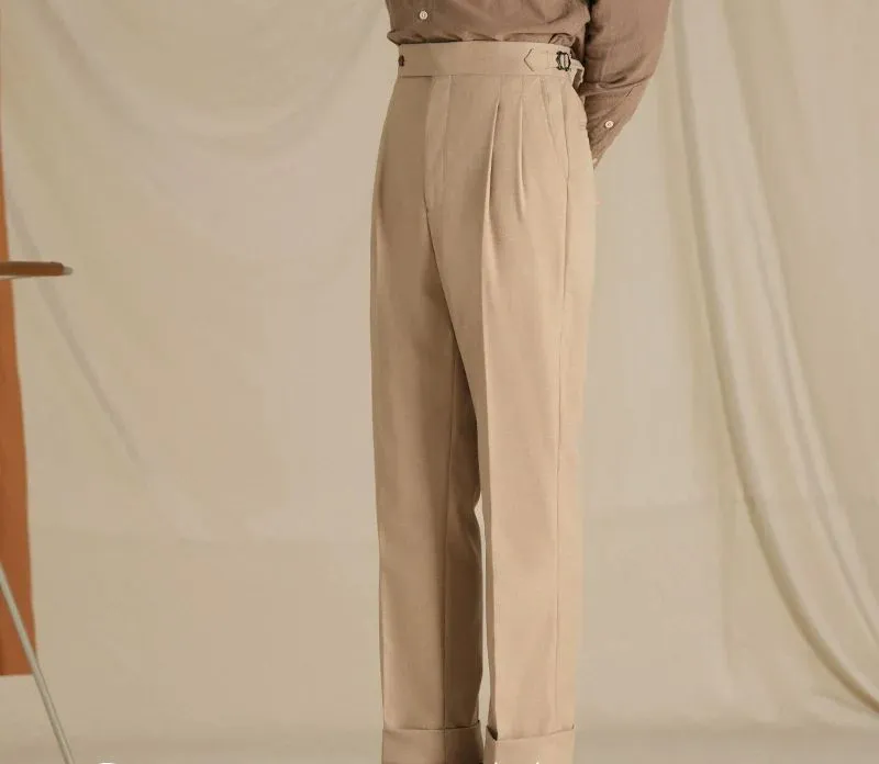 High-Waisted Pleated Trousers