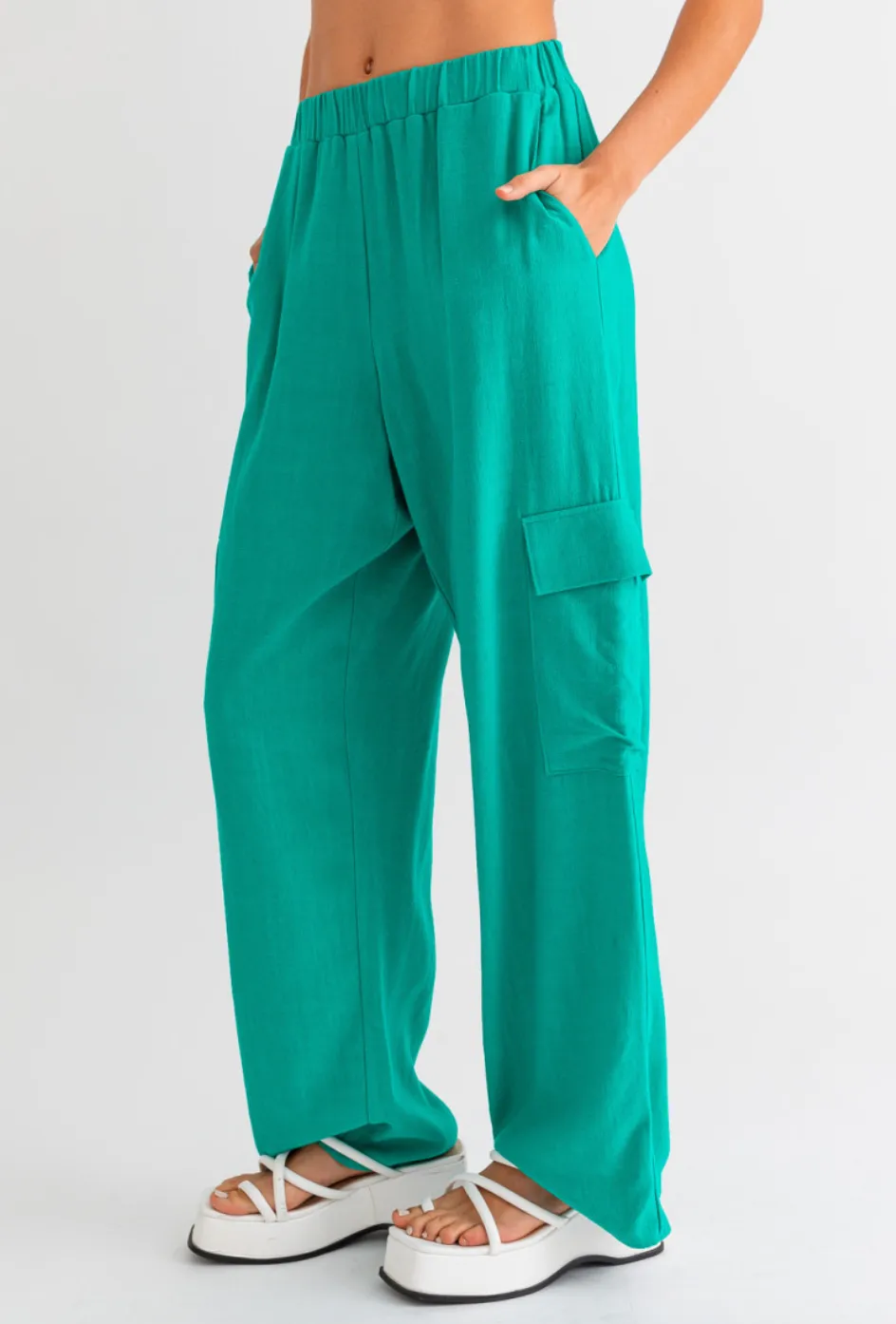 High Waisted Straight Leg Cargo Pants