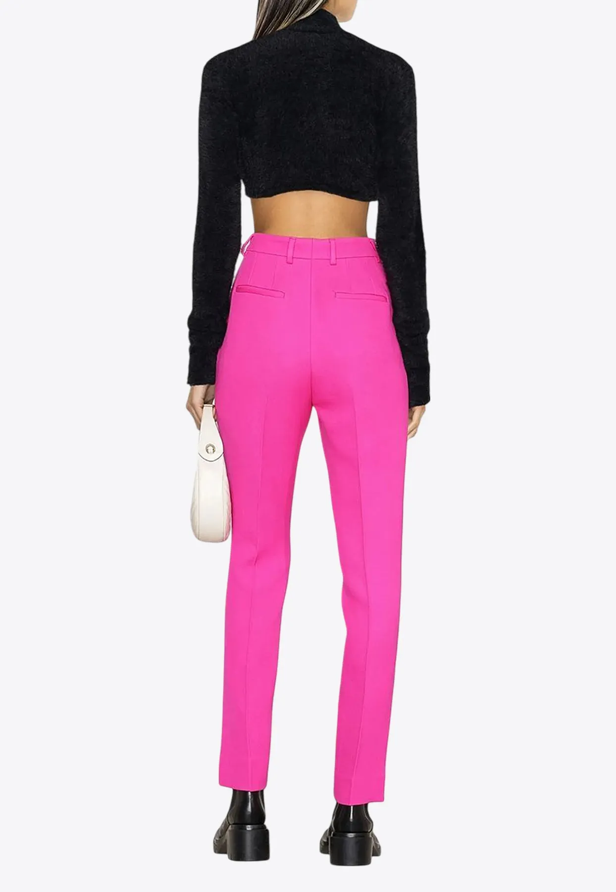 High-Waisted Tailored Pants with Slits