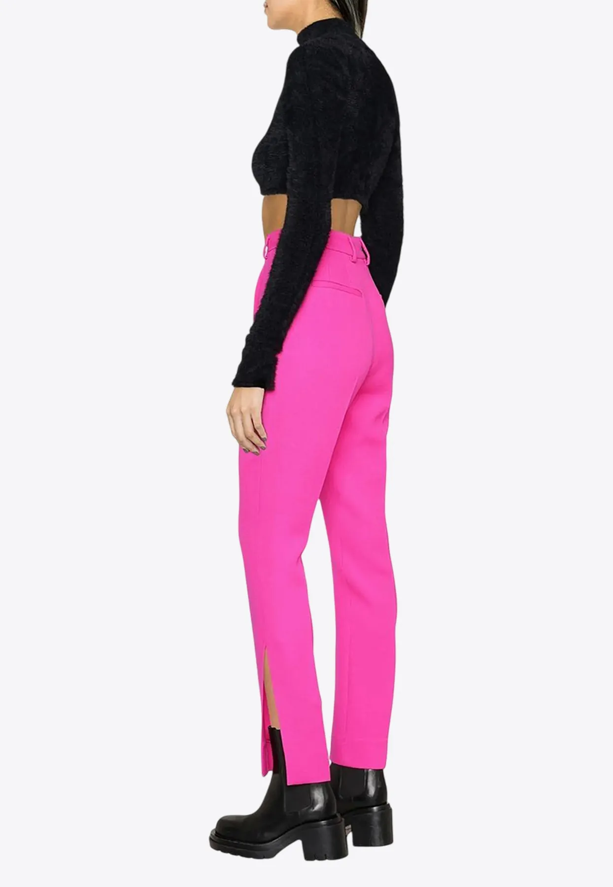 High-Waisted Tailored Pants with Slits