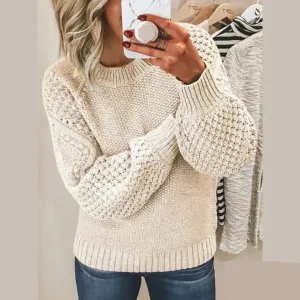 Holly Knitted Sweater - Chunky Knit Pullover for Woman