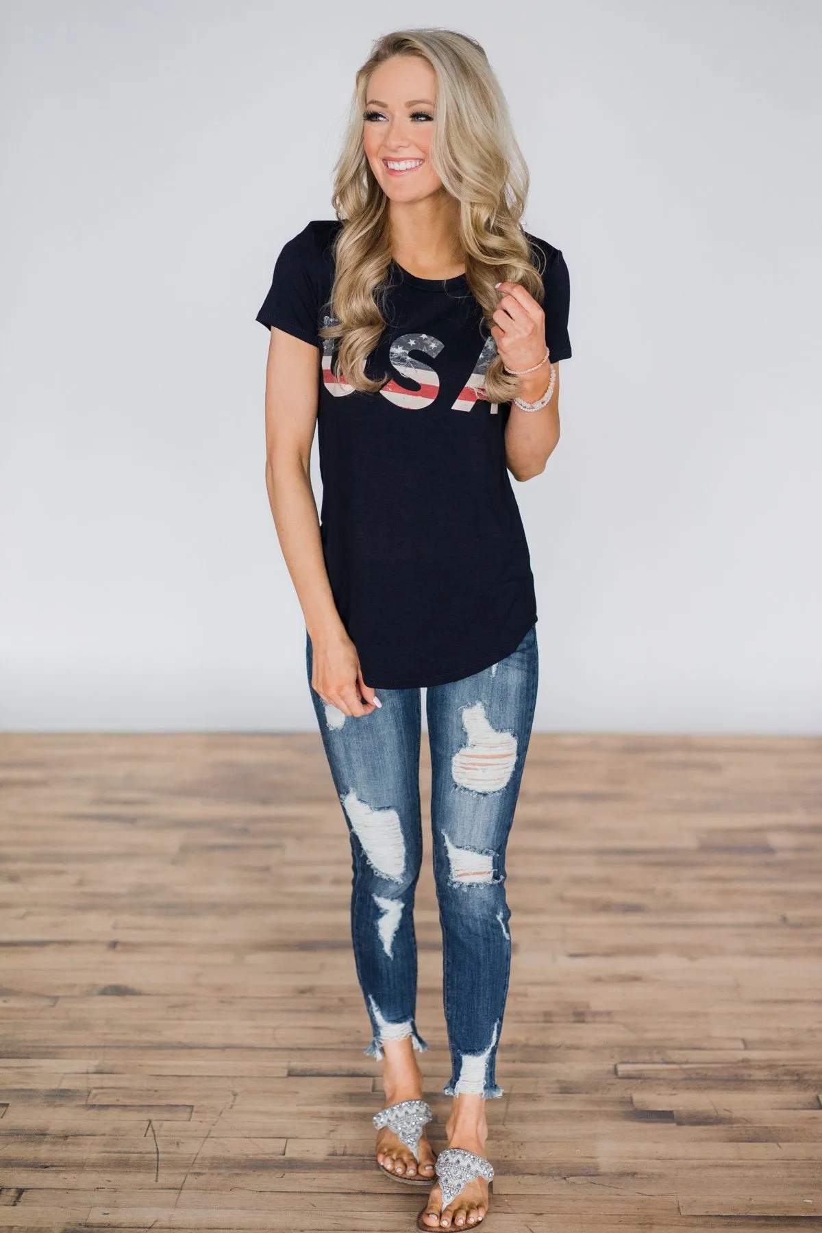 Home Grown Navy Top