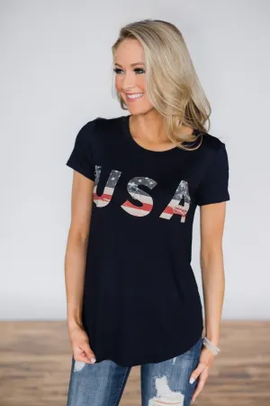 Home Grown Navy Top