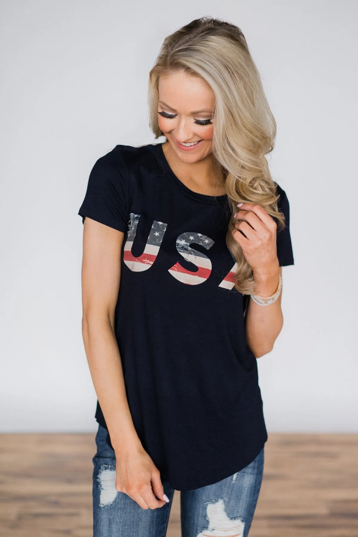 Home Grown Navy Top