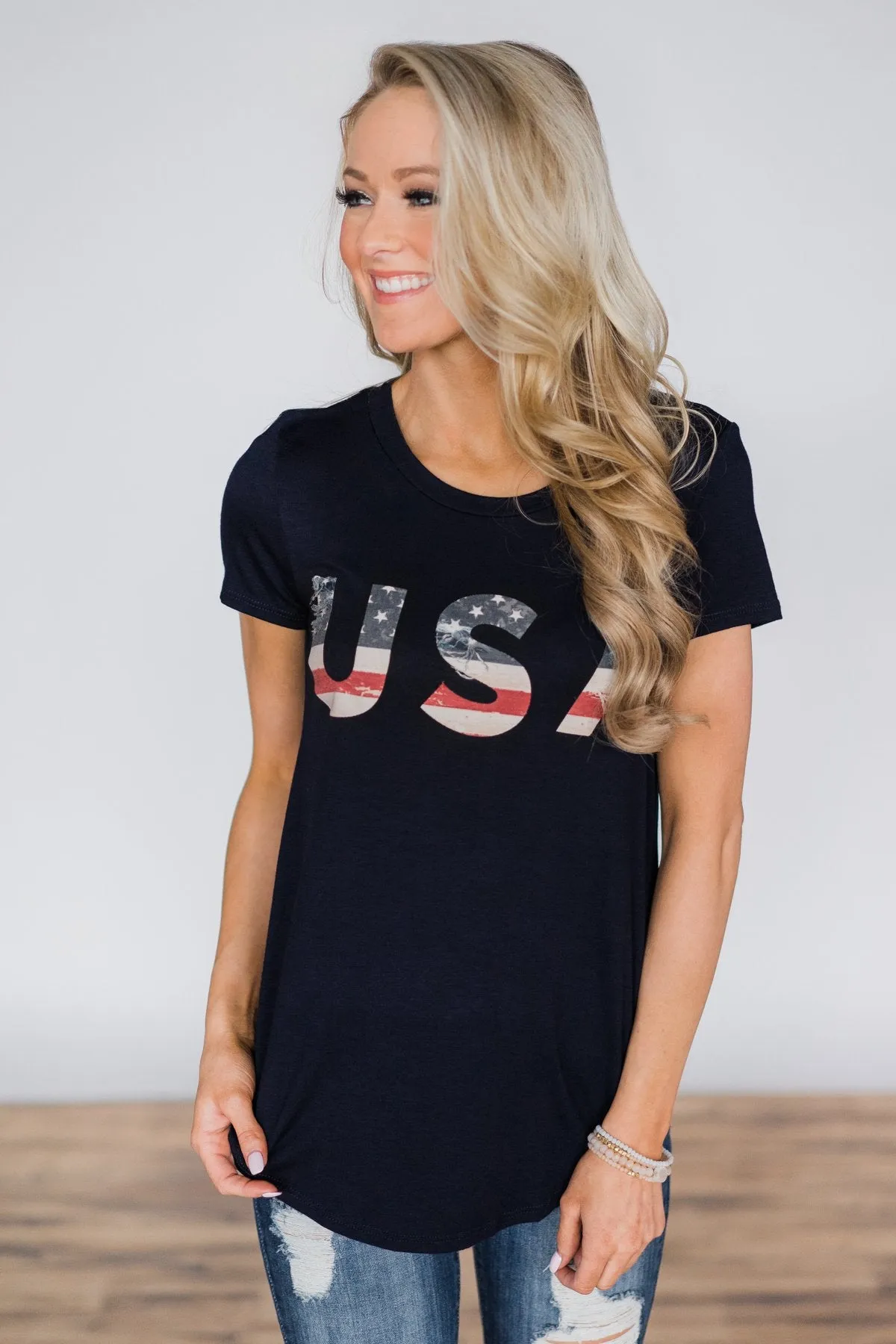 Home Grown Navy Top