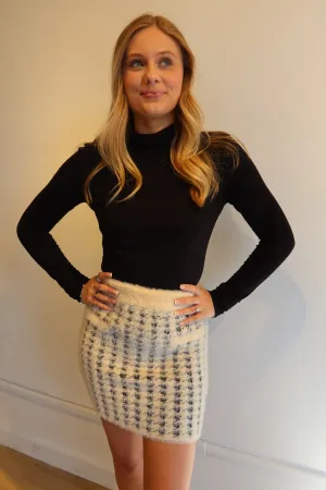 Houndstooth Knit Mini Skirt