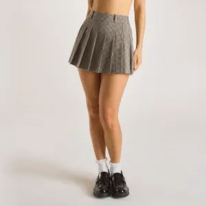 Houndstooth Mini Skort - Brown