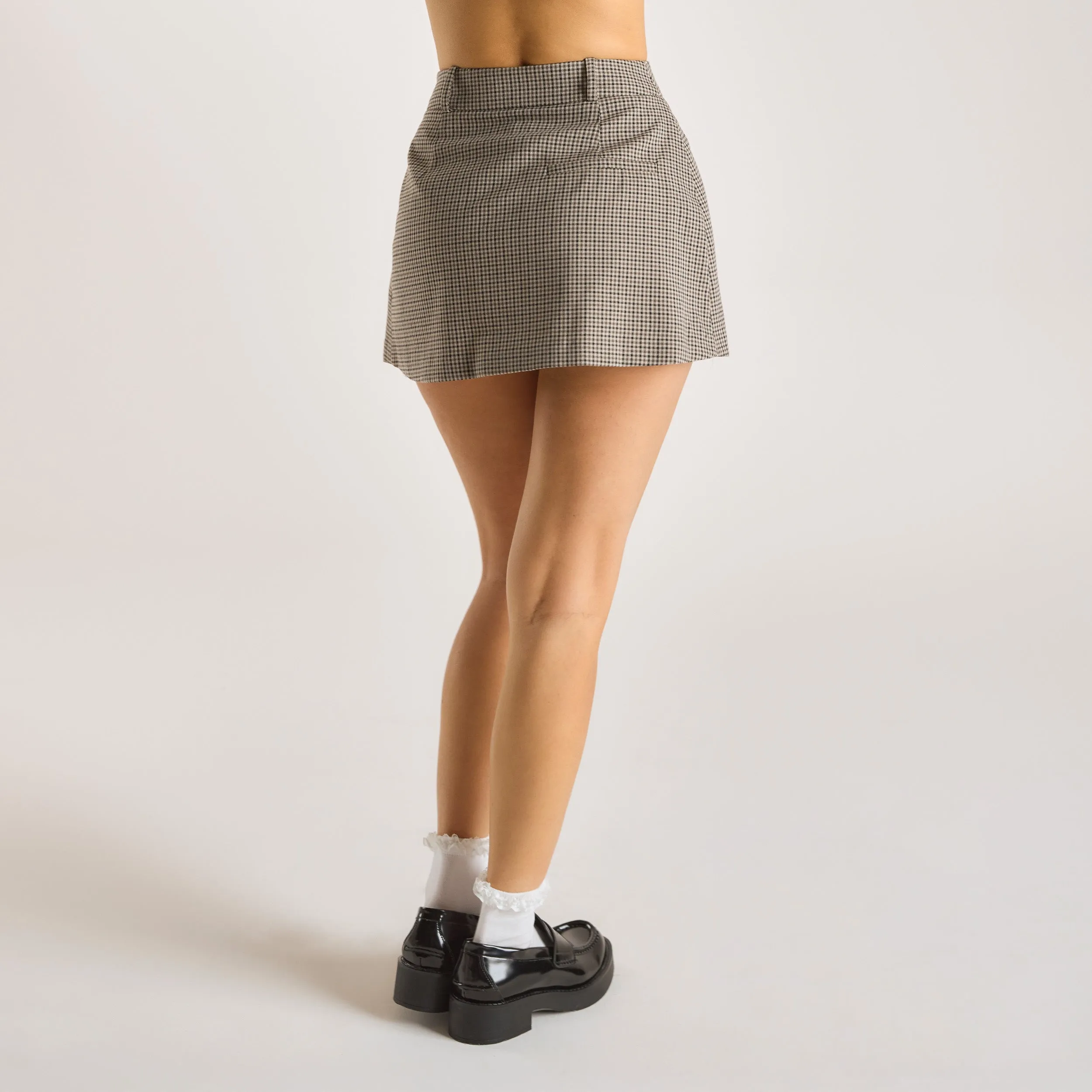 Houndstooth Mini Skort - Brown