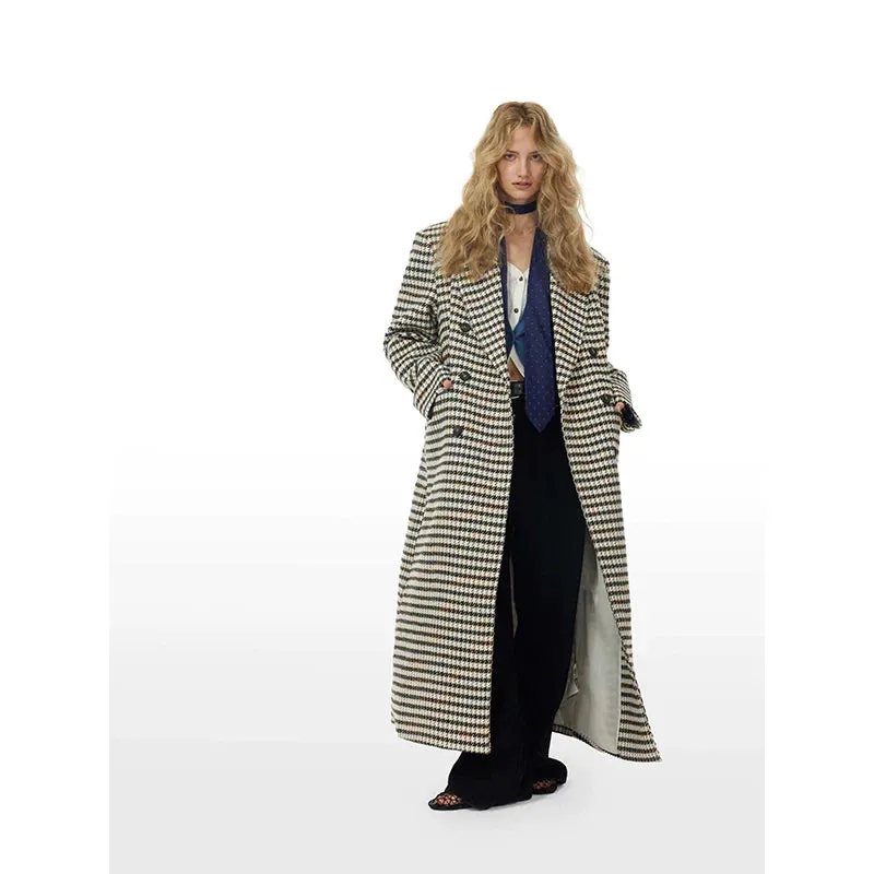 Houndstooth Wool Coat