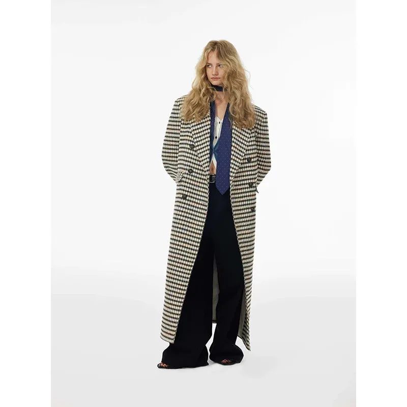 Houndstooth Wool Coat