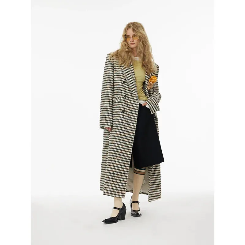 Houndstooth Wool Coat