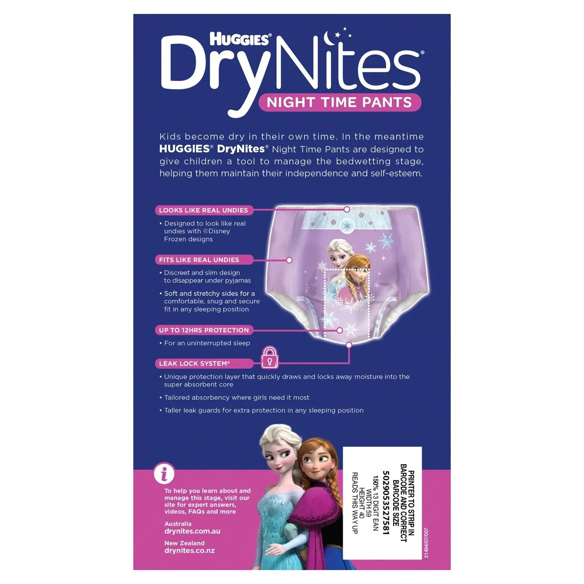 Huggies DryNites Girls 4-7 Years 9 Pack