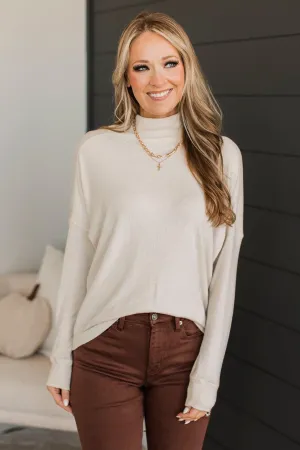 In The City Turtleneck Top- Light Oatmeal