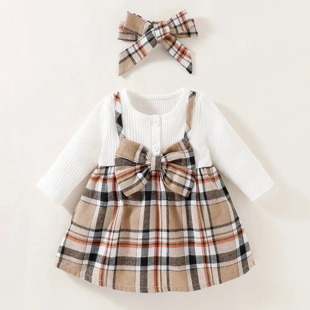 Isabel Bow & Button Dress/Headband
