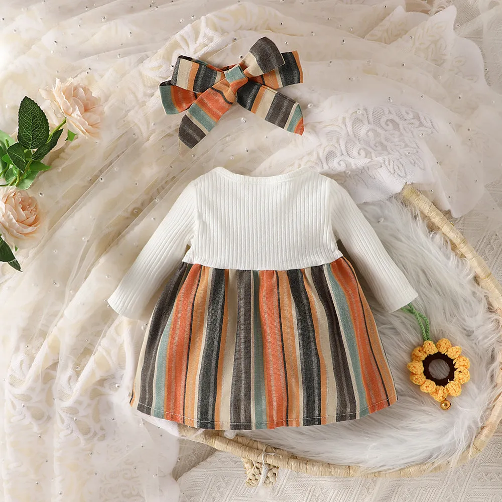 Isabel Bow & Button Dress/Headband