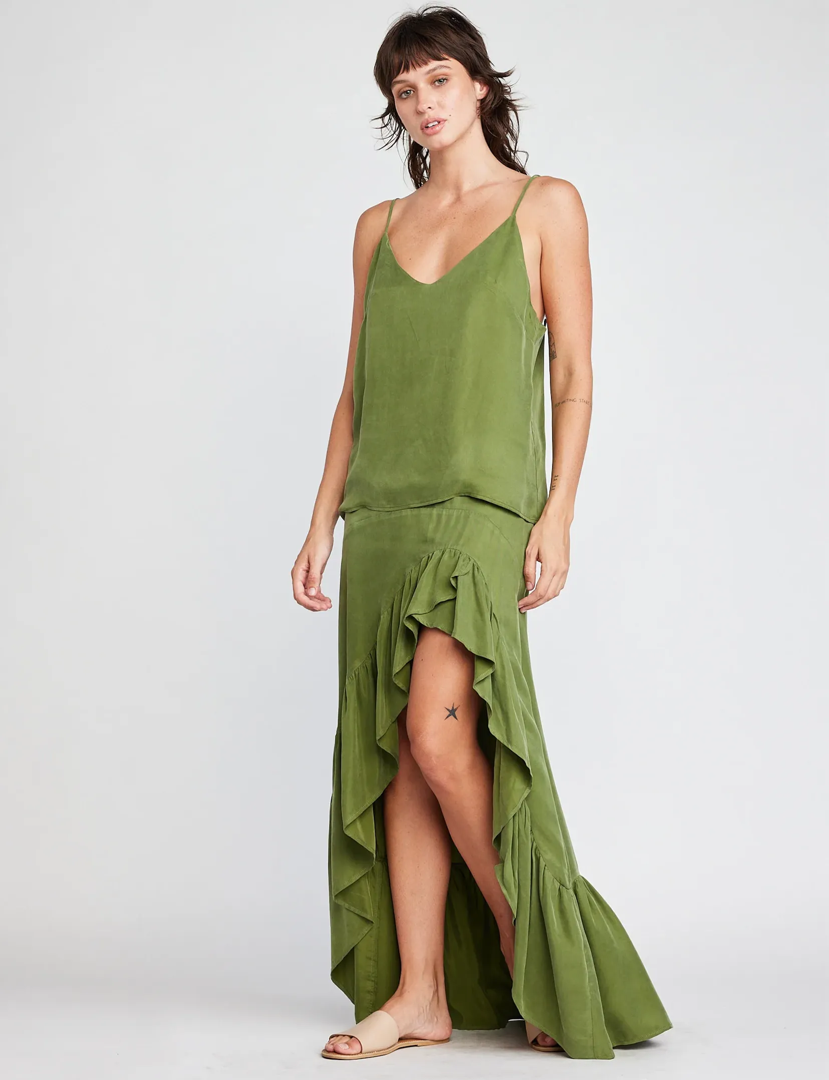 Jemma Ruffle Skirt, Kelp