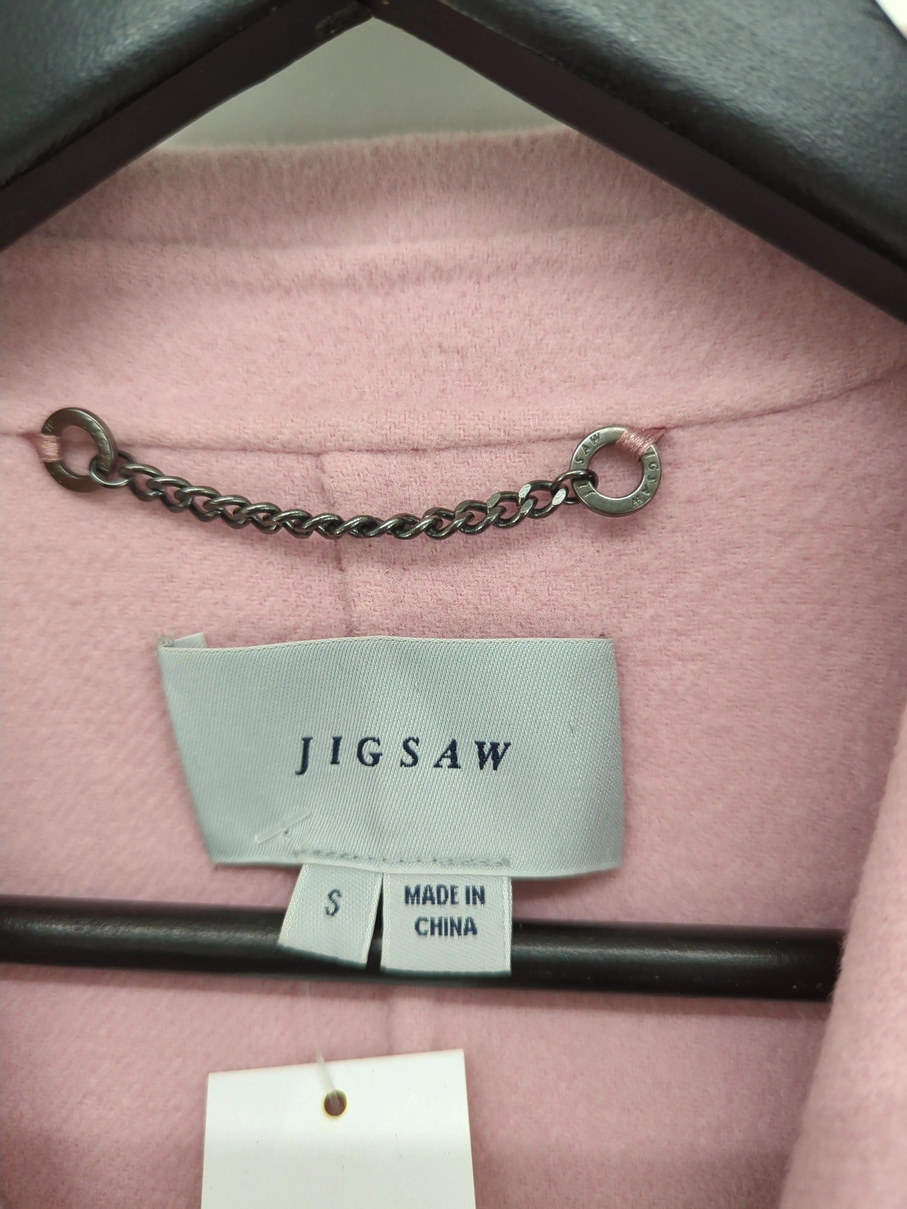 Jigsaw Women's Coat S Pink Wool with Viscose