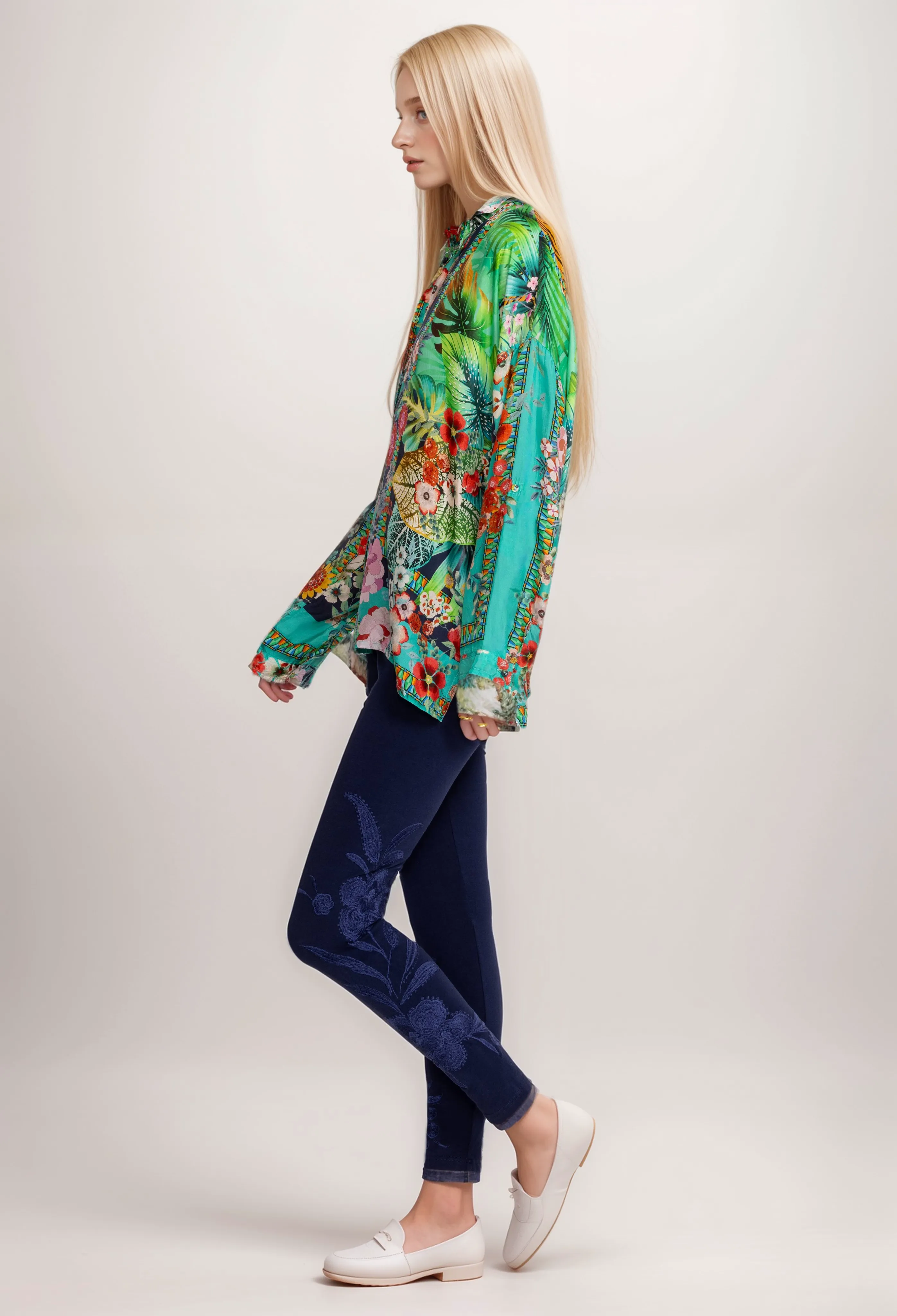 Johnny Was Libbi Tonal Floral Embroidered Legging R62424 *