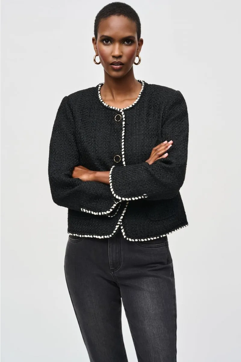Joseph Ribkoff Contrast Trim Long Sleeve Bouclé Jacket 243911