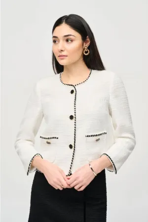 Joseph Ribkoff Contrast Trim Long Sleeve Bouclé Jacket 243911