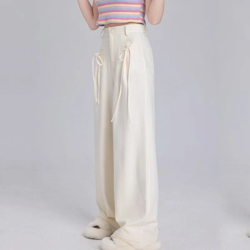 Kawaii Sweet Pink High-Waisted Straight Pants