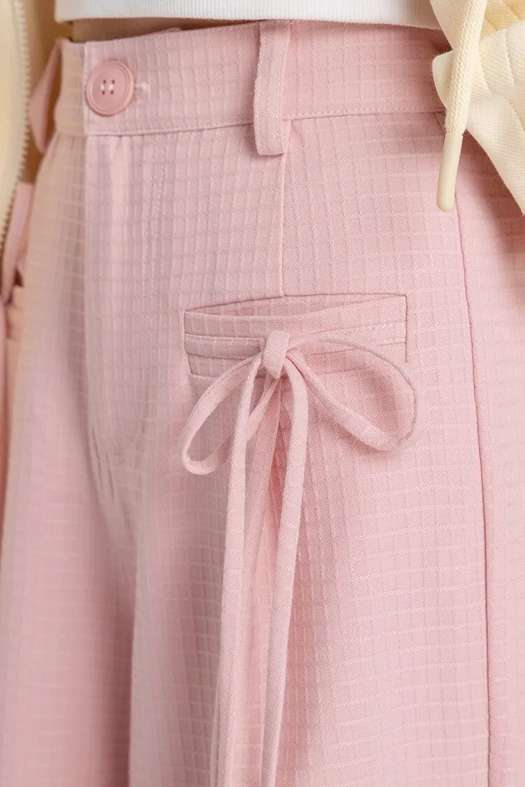 Kawaii Sweet Pink High-Waisted Straight Pants
