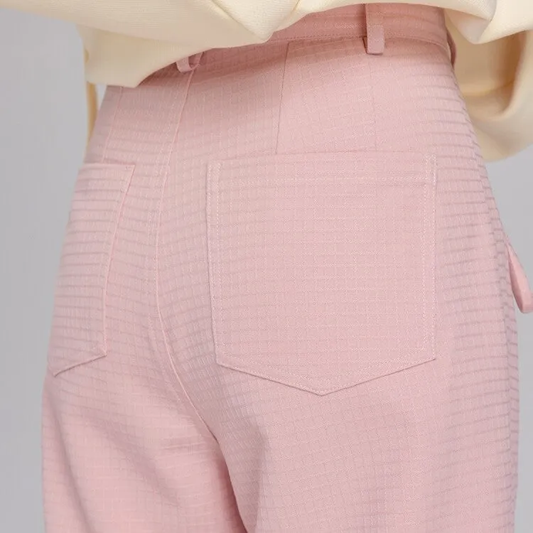 Kawaii Sweet Pink High-Waisted Straight Pants