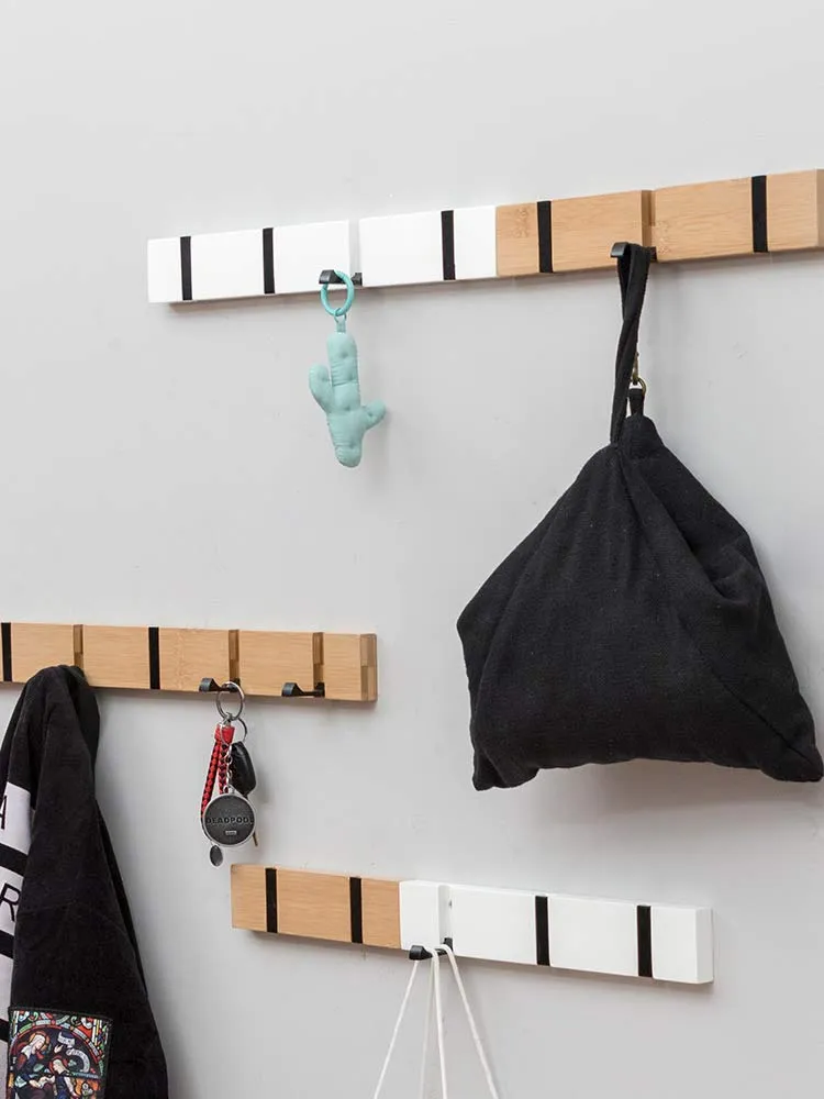 KYSMOTIC Modern Wood Coat Rack - 2 Pack - Wall Mounted - 4 Folding Hooks – Modern, Sleek Space-Saving - for Small Space