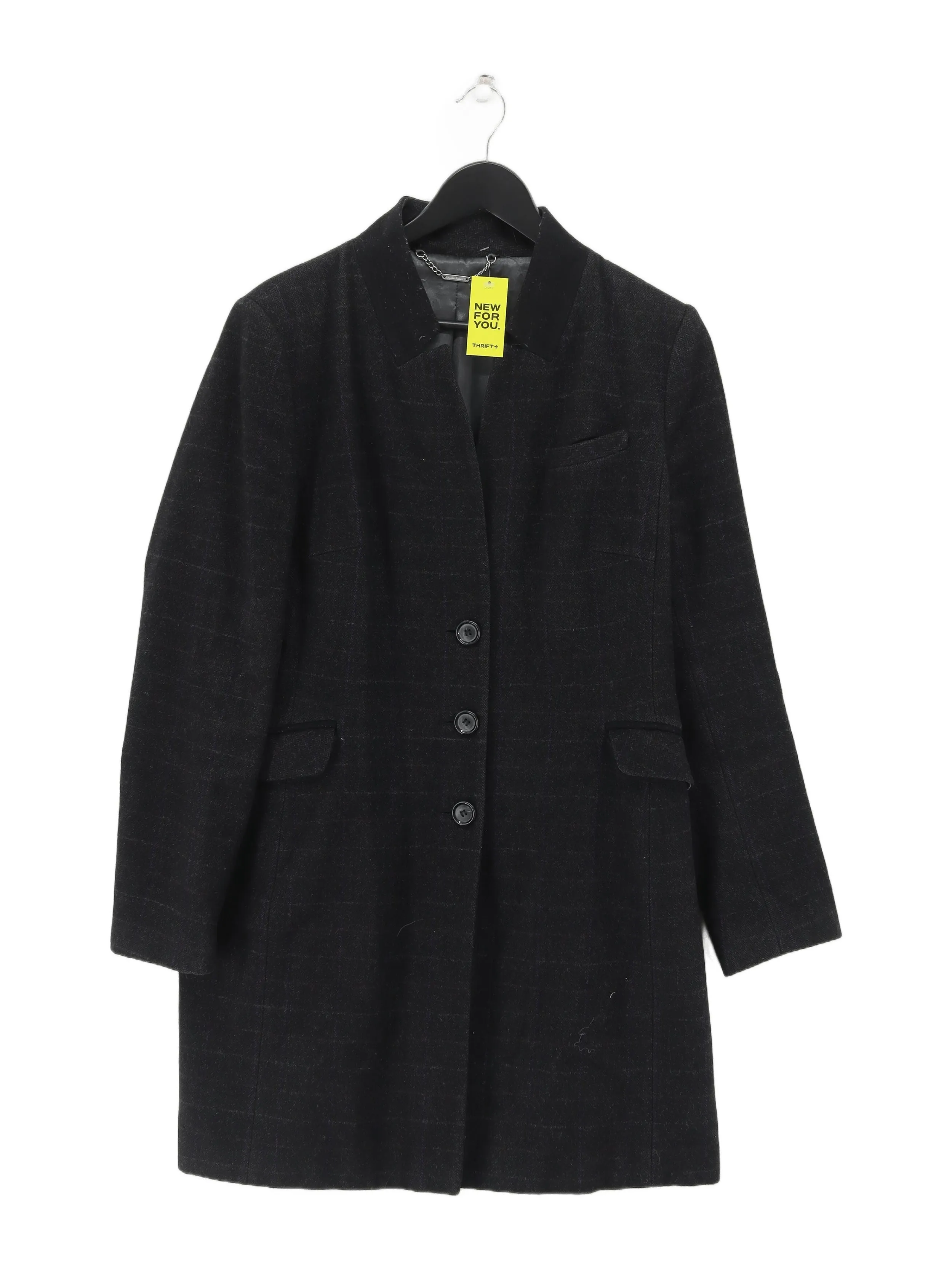 Laura Ashley Women's Coat UK 14 Black Wool with Acrylic, Polyamide, Polyester