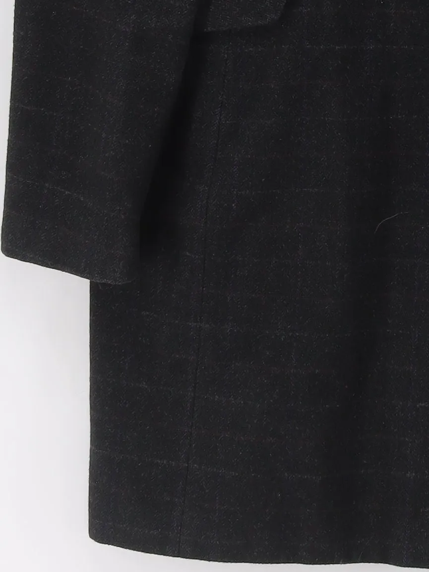 Laura Ashley Women's Coat UK 14 Black Wool with Acrylic, Polyamide, Polyester