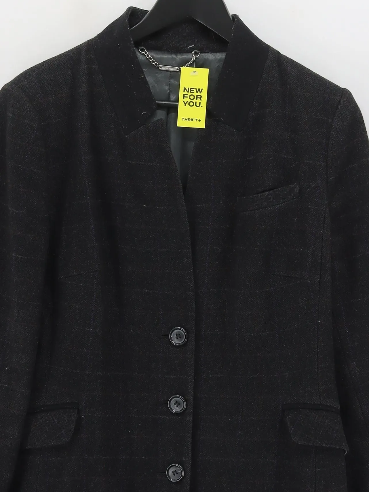 Laura Ashley Women's Coat UK 14 Black Wool with Acrylic, Polyamide, Polyester