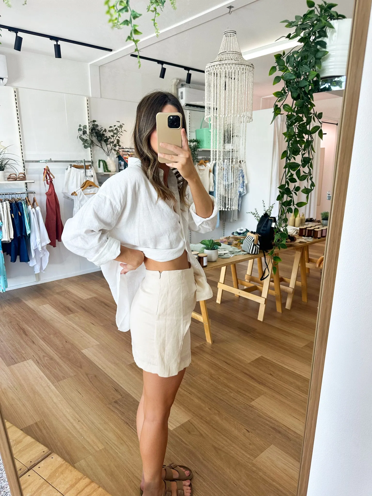 Leila Linen Skirt Oatmeal