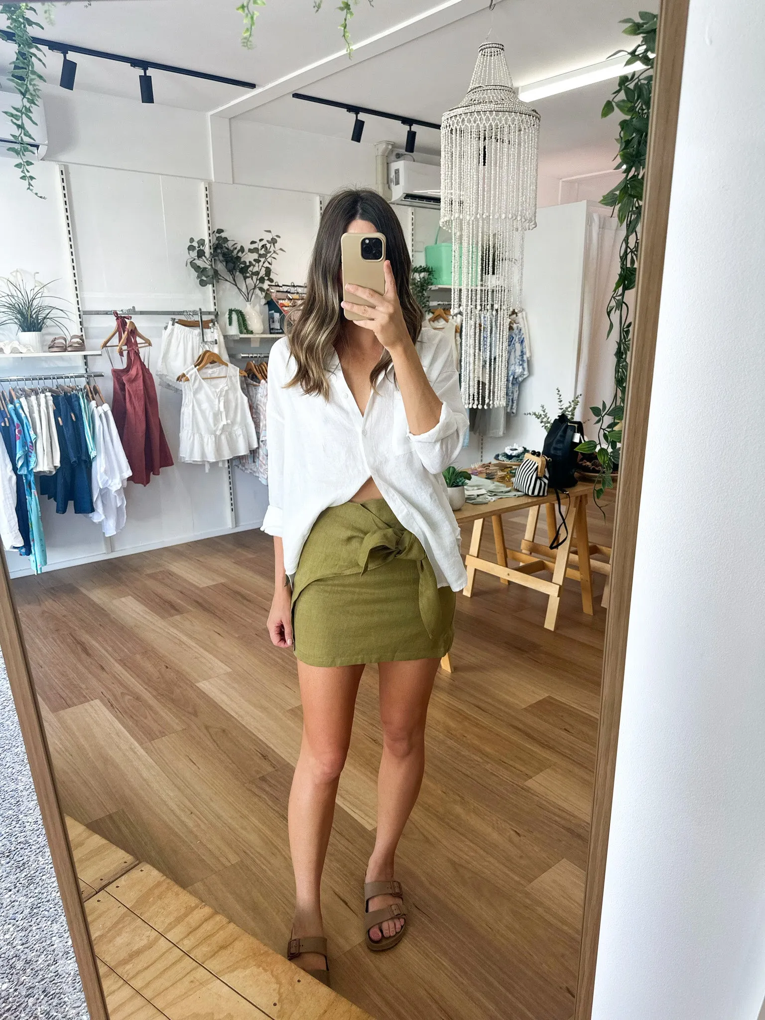 Leila Linen Skirt Olive