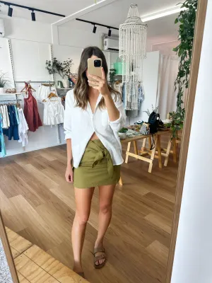 Leila Linen Skirt Olive
