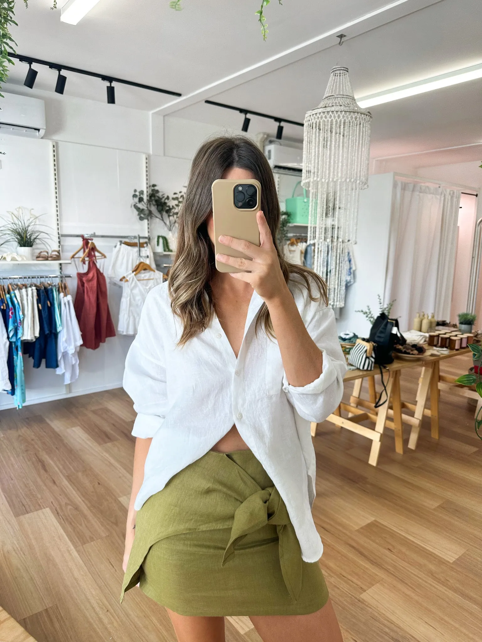 Leila Linen Skirt Olive