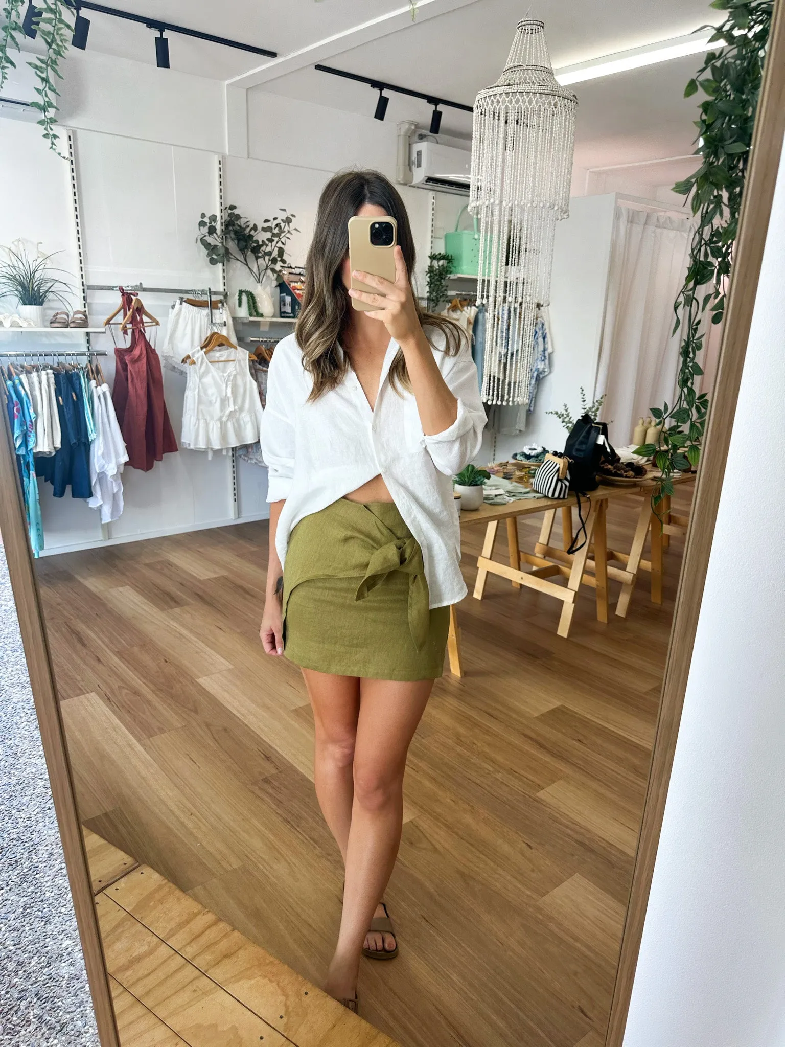 Leila Linen Skirt Olive