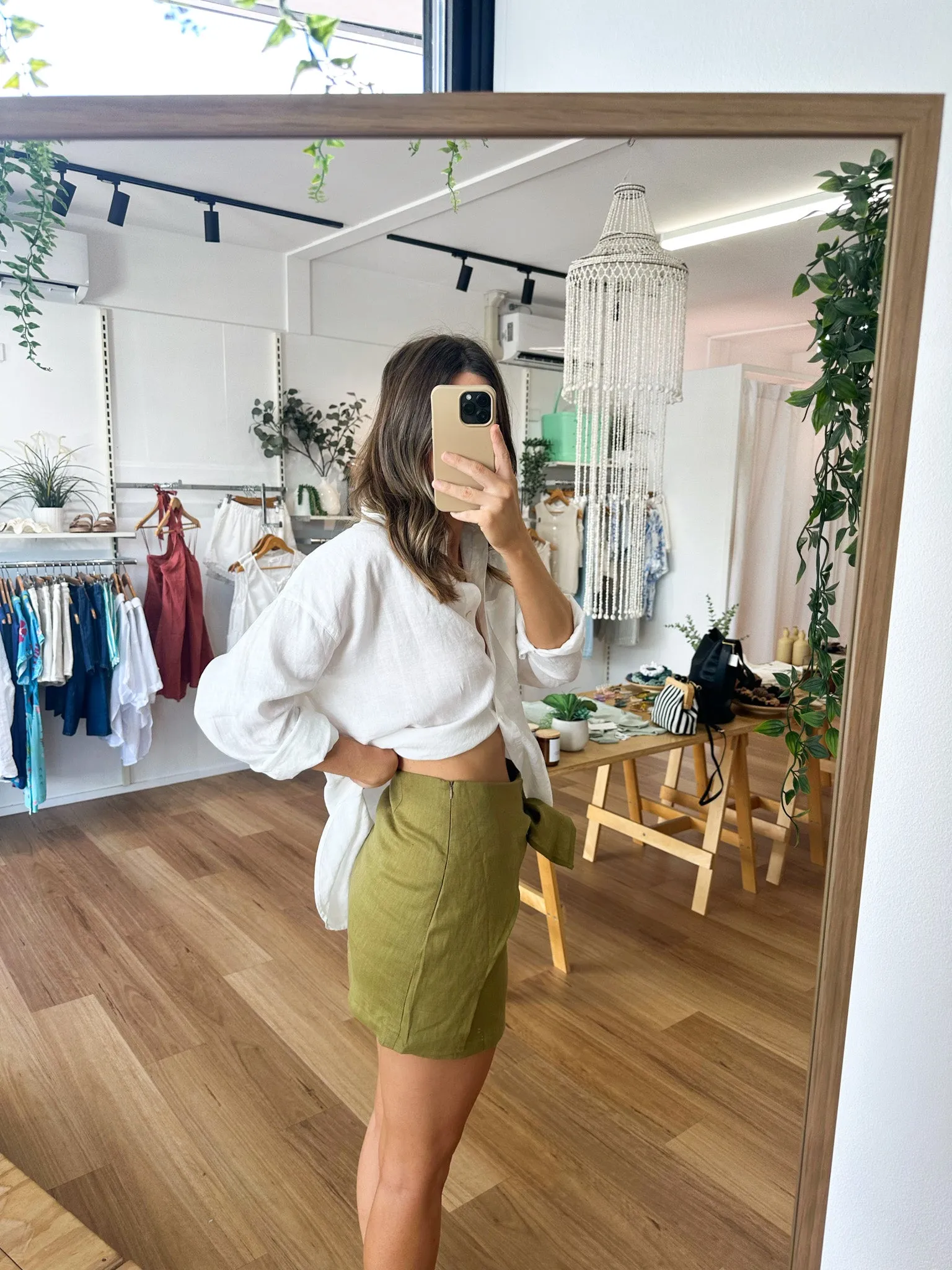 Leila Linen Skirt Olive