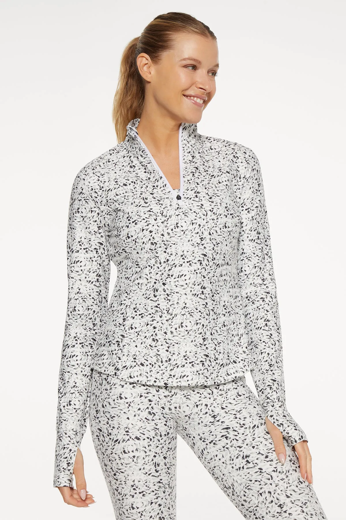 Lila 1/4 Zip (White Kaleidoscope)