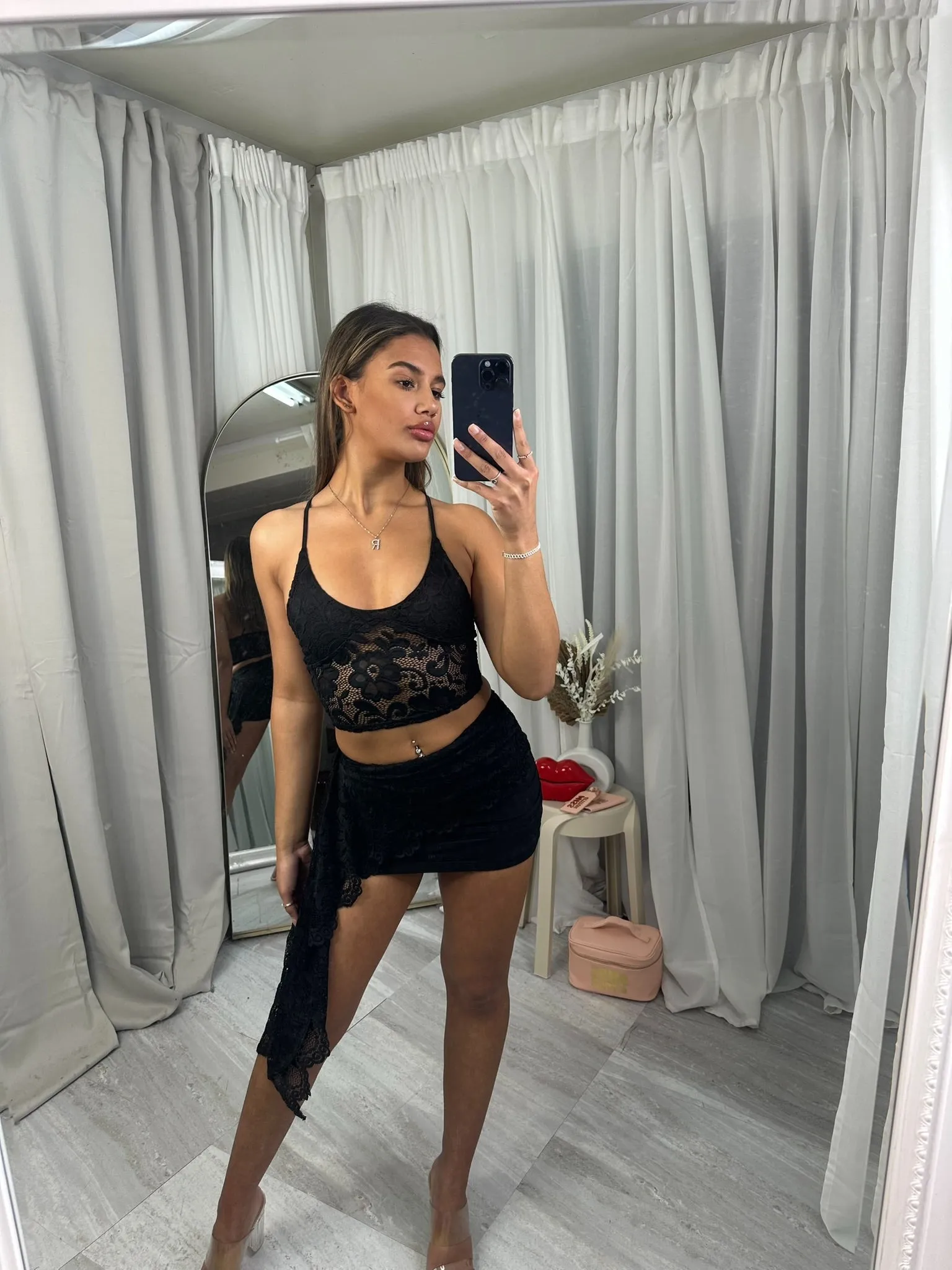 Lily lace drape wrap co ord 3142