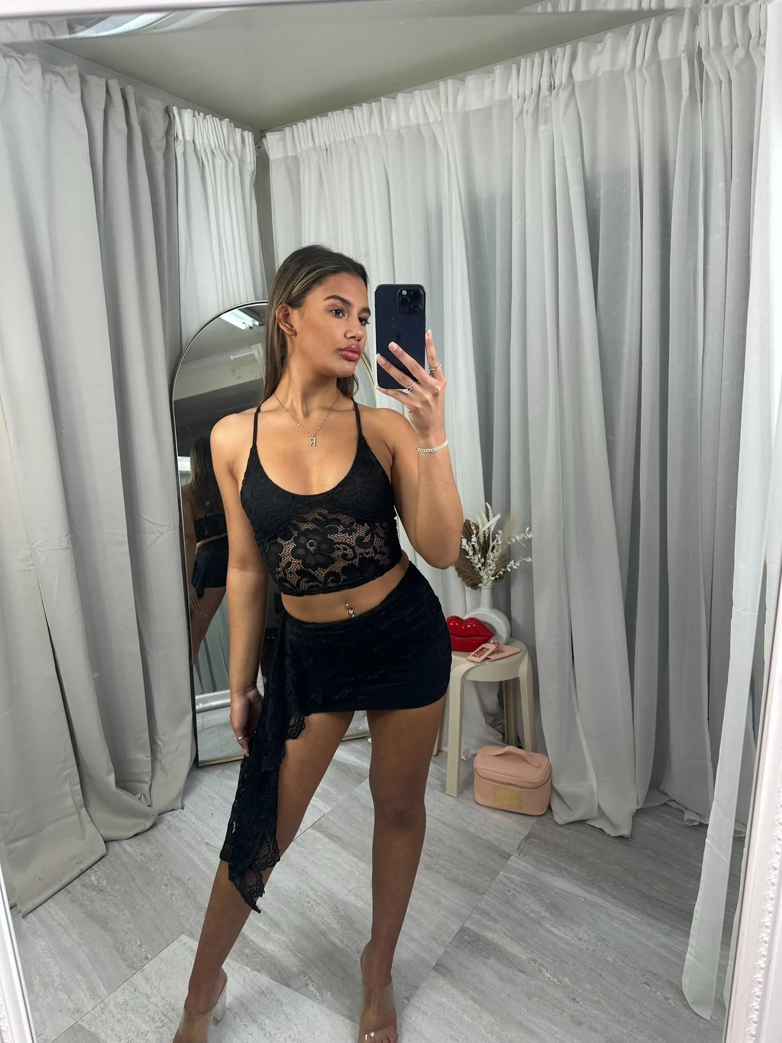 Lily lace drape wrap co ord 3142