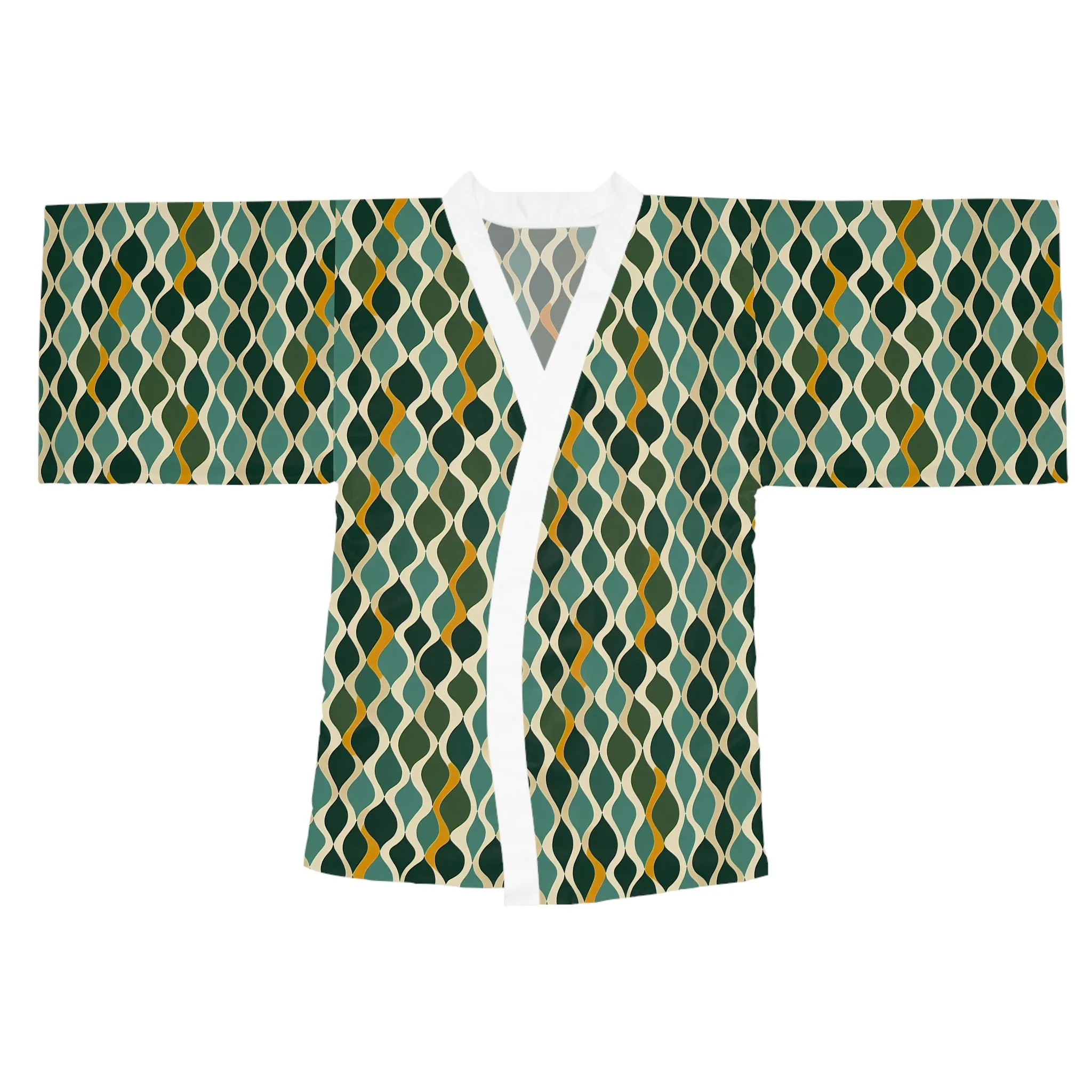 Long Sleeve Kimono Robe - Deco Acqua Ringlets